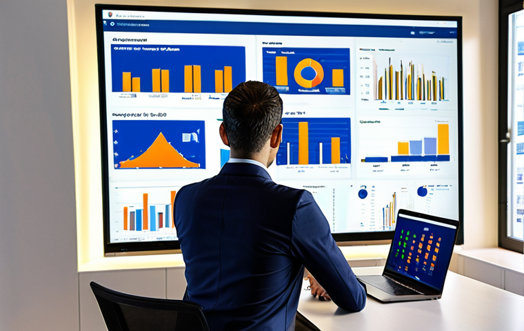 **Prompt:** A Spanish real estate professional in a modern, well-lit office, surrounded by multiple screens displaying complex real estate market data, AI valuation tools, and interactive 3D virtual property tours. The agent is focused on a laptop, demonstrating mastery of digital vanguard tools. Through a large window, a glimpse of historic Spanish architecture or a modern Spanish city skyline is visible, symbolizing the blend of tradition and advanced technology in the real estate sector. The overall mood is sophisticated and future-oriented.