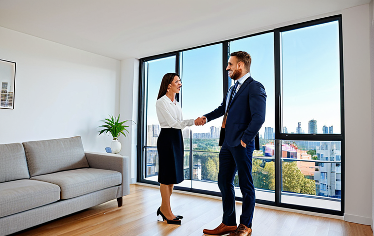 Real Estate Agent at Work**
"A professional real estate agent, fully clothed in business casual attire, showing a modern apartment to a young couple. The apartment is bright and airy, with large windows overlooking a vibrant city. Safe for work, appropriate content, perfect anatomy, natural proportions, family-friendly, professional photography, high quality."
**