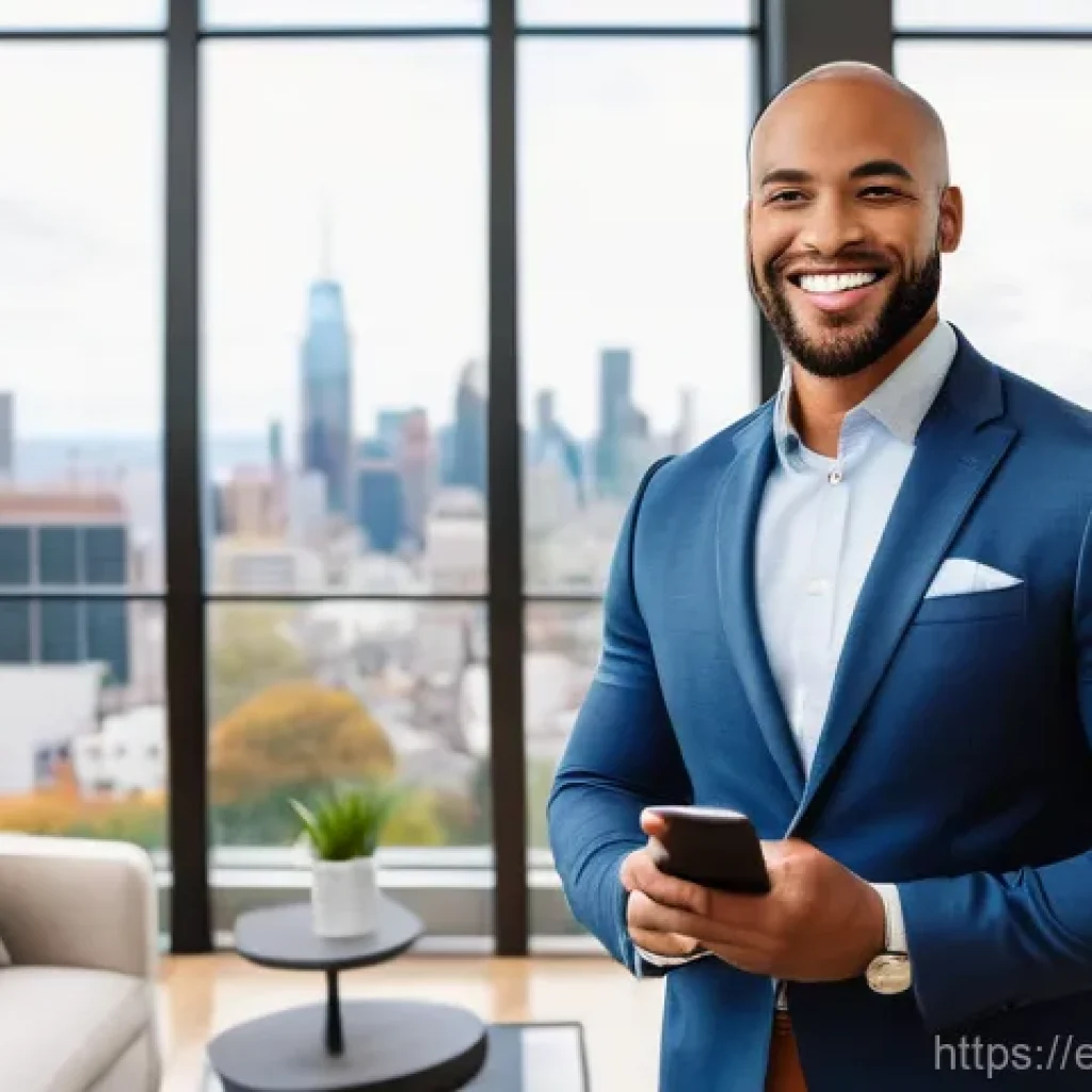 공인중개사와 부동산 시장 트렌드 변화 연구 - **Prompt:** A dynamic, professional real estate agent (30s-40s, diverse ethnicity, dressed in smart ...