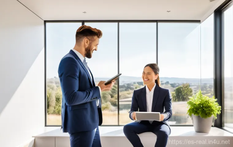 공인중개사와 부동산 시장 트렌드 변화 연구 - **Prompt:** A dynamic, professional real estate agent (30s-40s, diverse ethnicity, dressed in smart ...