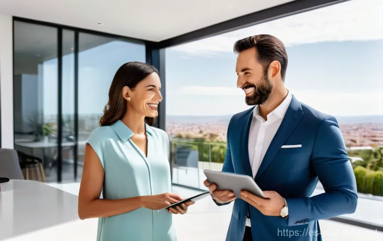 공인중개사 자격증의 사회적 가치 - **Prompt:** A diverse, professional real estate agent, dressed in a sharp business casual outfit, st...