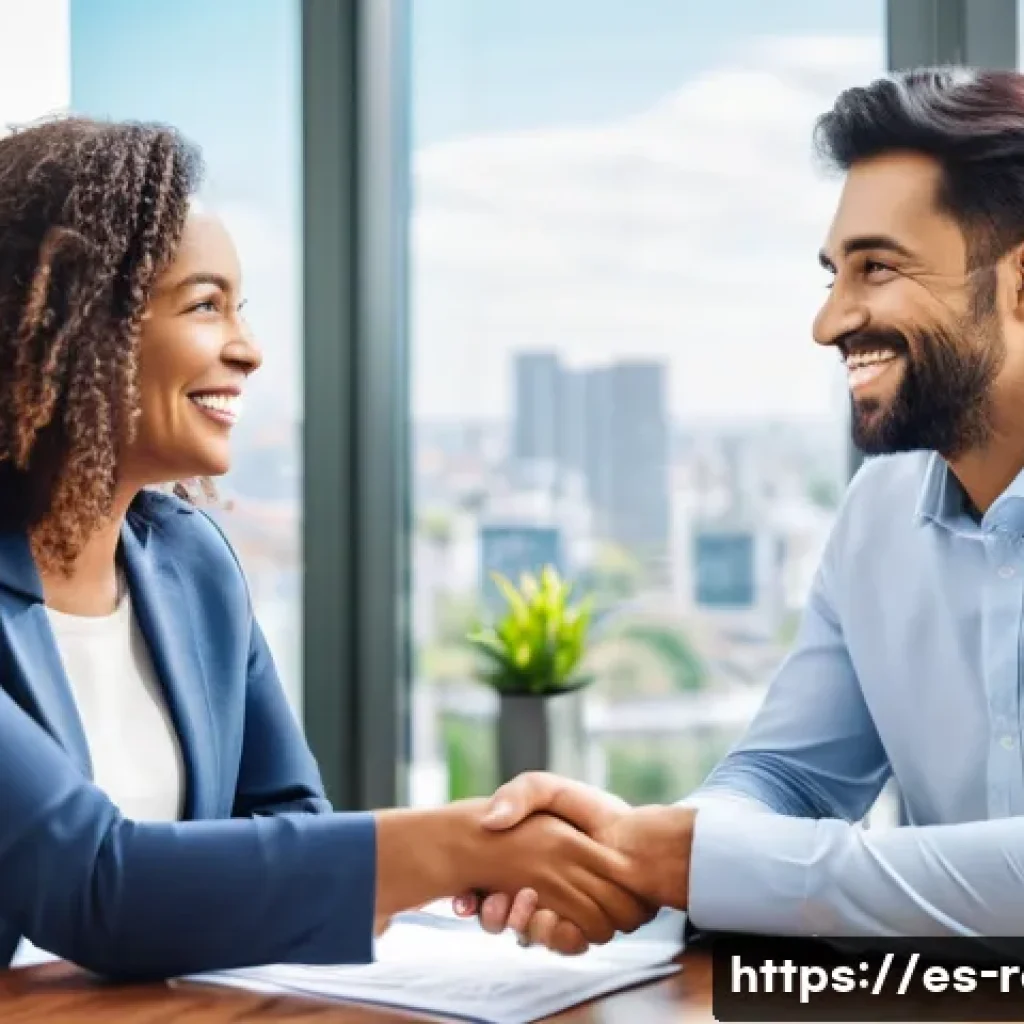 공인중개사로서 고객 상담 스토리 - **Prompt:** A diverse couple in their late 30s, dressed in smart casual attire, smiling broadly as t...