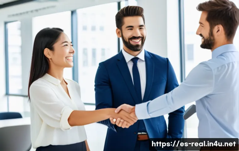 공인중개사 자격증과 글로벌 부동산 시장 분석 - A professional international real estate agent negotiating with diverse clients in a modern office s...