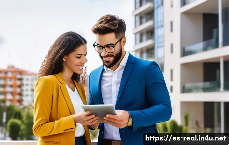 공인중개사 자격증 취득 후 사회적 인식 변화 - A professional real estate agent in a modern Spanish city environment, dressed in smart business att...