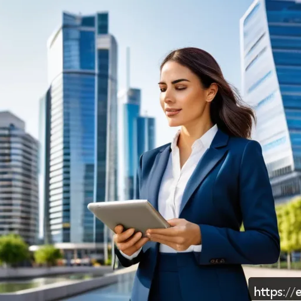 공인중개사 자격증 취득 후 직업 전환 성공 사례 - A confident real estate agent in professional attire, standing in a modern urban environment with hi...