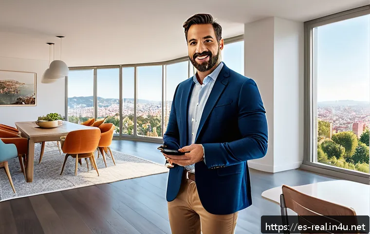 공인중개사 현장 실무 사례 - A professional Spanish real estate agent giving a live virtual tour of a modern apartment in Barcelo...