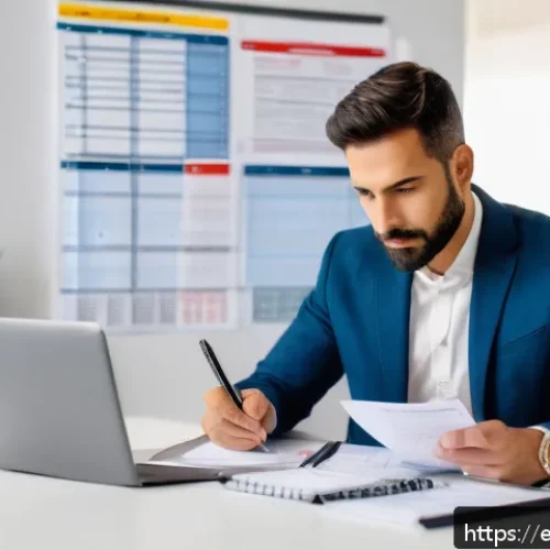 Home 25 공인중개사 시험을 처음 준비하는 사람에게 - A professional real estate agent in a modern Spanish office, studying legal documents and contracts ...