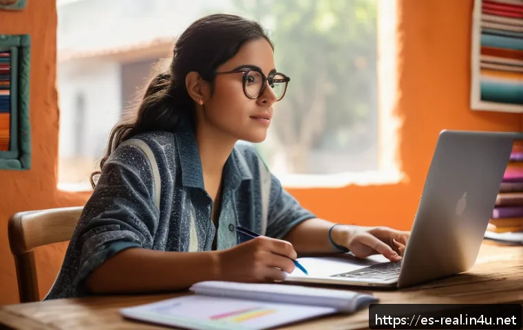 공인중개사 시험 준비를 위한 최적 학습법 - A young Hispanic woman sitting at a tidy desk in a cozy, well-lit study room in a modern Mexican hom...