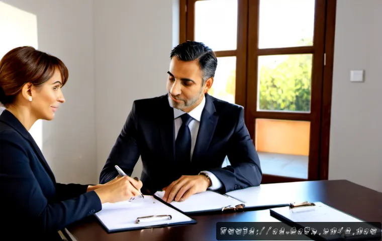 Home 15 공인중개사 자격증으로 얻는 전문성 - Photorealistic Spanish real estate professional in a smart business suit confidently reviewing a res...